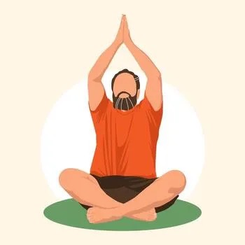 Illustration of a bearded man seated in lotus pose